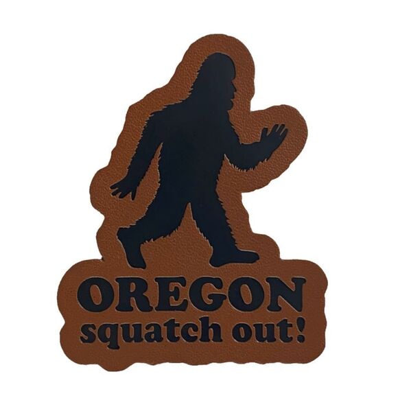 🩵NWT "Oregon Squatch Out!" Sew-on Faux Leather Patch - Picture 1 of 2